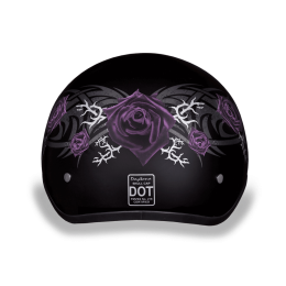 D.O.T. DAYTONA SKULL CAP- W/ PURPLE ROSE:XS