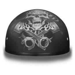 D.O.T. DAYTONA SKULL CAP- W/ PISTONS SKULL:S