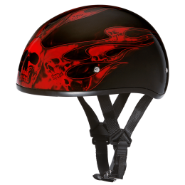 D.O.T. DAYTONA SKULL CAP- W/ SKULL FLAMES RED:S