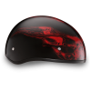 D.O.T. DAYTONA SKULL CAP- W/ SKULL FLAMES RED:S