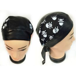 Skull Caps Motorcycle Hats Fabric & Leather Skull Case Pack 60