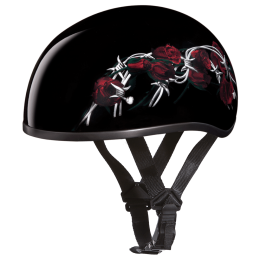 D.O.T. DAYTONA SKULL CAP- W/ BARBED ROSES:XS