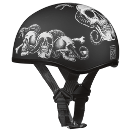 D.O.T. DAYTONA SKULL CAP- W/ SNAKE SKULLS:XS