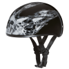 D.O.T. DAYTONA SKULL CAP- W/ SKULL FLAMES SILVER:XS