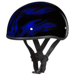 D.O.T. DAYTONA SKULL CAP- W/ FLAMES BLUE:XS