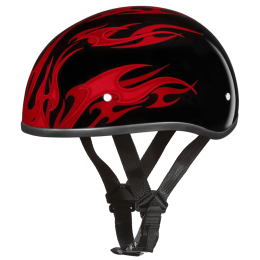 D.O.T. DAYTONA SKULL CAP- W/ FLAMES RED:XS