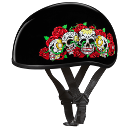 D.O.T. DAYTONA SKULL CAP- W/ ROSE SKULLS:2XS