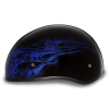 D.O.T. DAYTONA SKULL CAP- W/ SKULL FLAMES BLUE:2XS